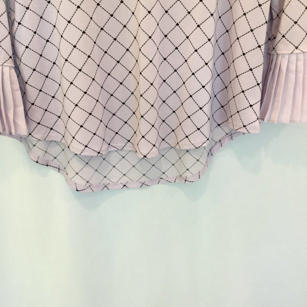 NWOT Elle Women's 3/4 Sleeve Pleated Ruffle Lavender Career Blouse Size Medium - Picture 4 of 7